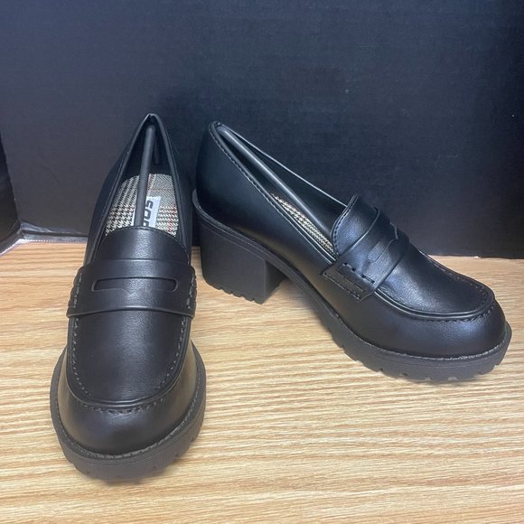 Chunky Loafers Size 6.5 Women's Vintage Y2K Soda Black Heels #3221 - Picture 4 of 12